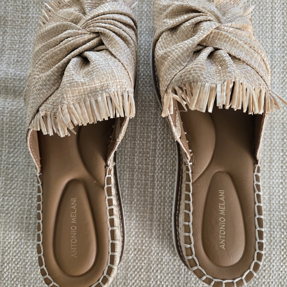ANTONIO MELANI Callie Raffia Platform Espadrille Wedge Slide Sandals. Size 10 - Picture 4 of 6